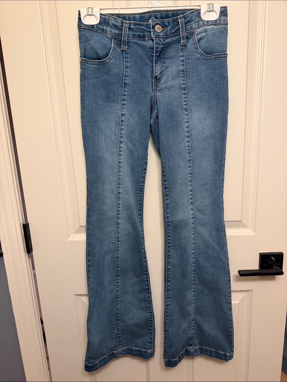 Girls Mid Wash Blue Flared Jeans